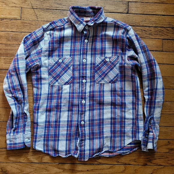 Sugar Cane MFG S/M 15-15.5 Plaid Button Up Shirt Made In Japan - Picture 1 of 5